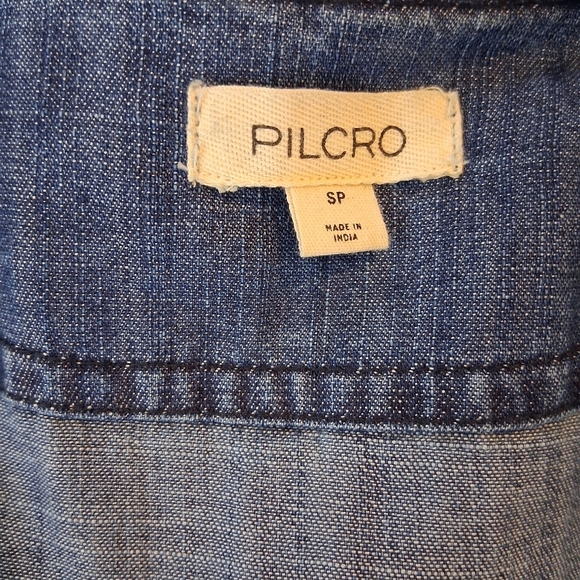 Pilcro Smocked Puff-Sleeve Denim Cotton Dress Size Small - Picture 3 of 12